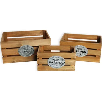 Zahradní dekorace Bedýnky dřevo 3ks/31x21cm natural (542479)