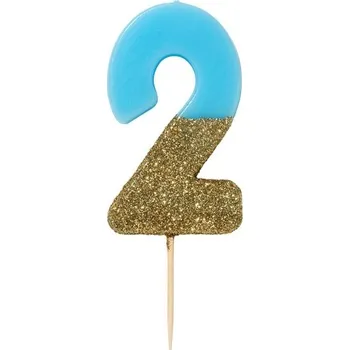 Dortová svíčka Wrimes Cosmetics Ltd. SVÍČKA Číslice narozeninová modrozlatá 2
