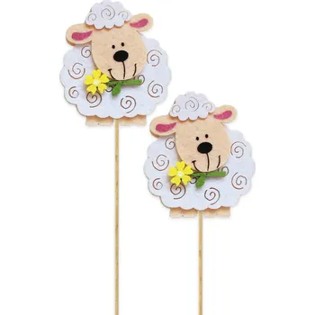 Velikonoční dekorace Beránek filc zápich 30cm bílá (539004)