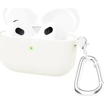 Pouzdro na mobilní telefon Silikonový obal s karabinou pro AirPods 3 - bílý