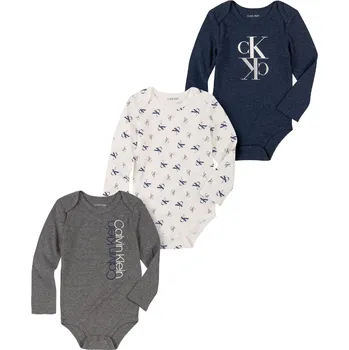Calvin Klein dětská bodýčka pro chlapečka dlouhý rukáv 3 ks modré 3 - 6 m