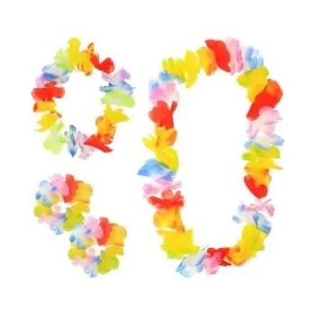 Karnevalový doplněk Sada hawaii - havajské náramky, náhrdelník a čelenka - 4 ks