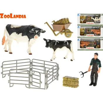 Figurka Mikro trading ZooLandia - Kráva s telátkem a doplňky