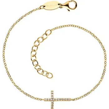 Náramek Náramek ENGELSRUFER zlacený s křížkem a se zirkony ERB-LILCROSS-ZI-G