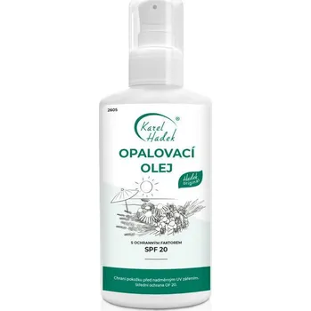 Přípravek na opalování Opalovací olej SPF 20 Hadek