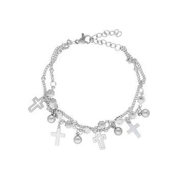Náramek Doria Náramek s křížky stříbrný z oceli N348