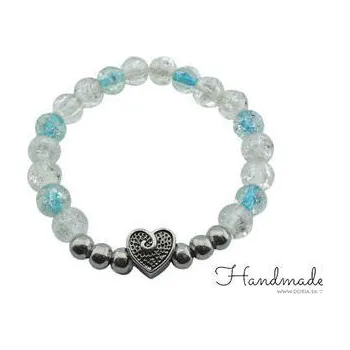 Náramek Doria Náramek SRDCE z čirých korálků stříbrný H017