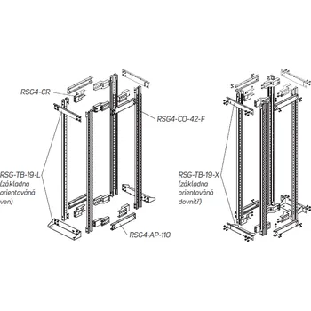 Racková skříň RSG4-AP-89-H Stavitelný profil pro otevřený rám RSG4 hloubky 710-890 mm