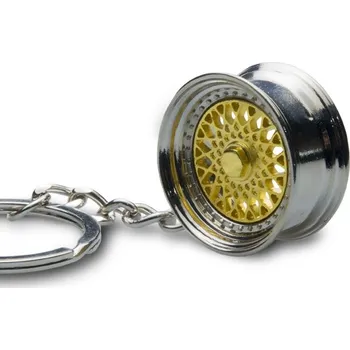 Přívěsek na klíče, klíčenka ALU kolo BBS zlatá