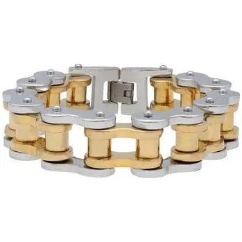 Náramek Doria Náramek motorkářský z oceli zlato- stříbrný N039