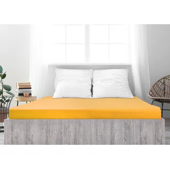 Prostěradlo B.E.S. - Petrovice, s.r.o. Prostěradlo Jersey česaná bavlna MAKO - Sytá žlutá Rozměr: 90 x 200