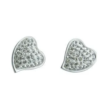 Náušnice Doria Náušnice srdíčka stříbrné s krystalky J003