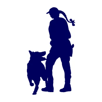 Samolepící dekorace SAMOLEPKA Psovod 002 levá (23 - tmavě modrá) NA AUTO, NÁLEPKA, FÓLIE, POLEP, TUNING, VLASTNÍ TEXT, TISK, AUTOSAMOLEPKY.cz, POLEPY, OBRÁZEK, LOGO, SAMOLEPKY
