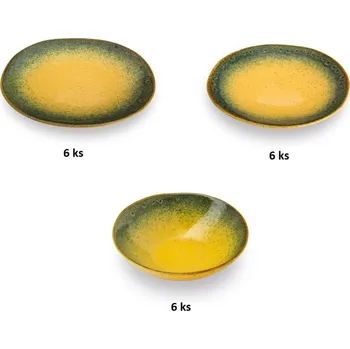 Talíř Jídelní souprava TERRE LONTANE 18 ks žlutý - Carlo Giannini (TERRE LONTANE Kameninová jídelní sada 18ks žlutá - Carlo Giannini)