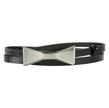 Opasek Doria Dámský pásek kožený černý lakovaný s mašlí OD80