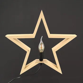 Lampička AMADEA Dřevěná lampička hvězda, masivní dřevo, rozměr 40 cm, český výrobek