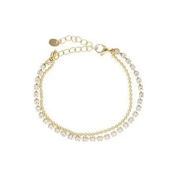 Náramek Doria Náramek zlatý z oceli se štrasovými kamenem N073