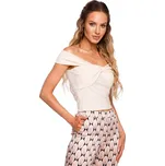 M680 Top bez rukávů s uzlovým výstřihem - krémový EU S