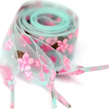 Tkaničky do bot Saténové stuhové tkaničky s kytičkami do bot nebo mikiny, jeden pár - Mentolově zelené, 120 cm