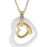 Doria Řetízek z oceli SRDCE zlatá / bílá I286