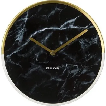 Hodiny Nástěnné hodiny 40cm černá vzor mramor Fisura (Barva - černá, vzor mramor)