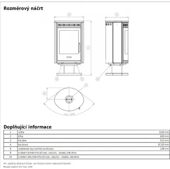 Krbová kamna ABX ARKTIS 8 OTOČNÝ - mastek (šedý plech) vč. Horní desky