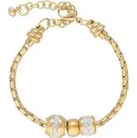 Doria Náramek z oceli zlatý s korálky s krystaly N130