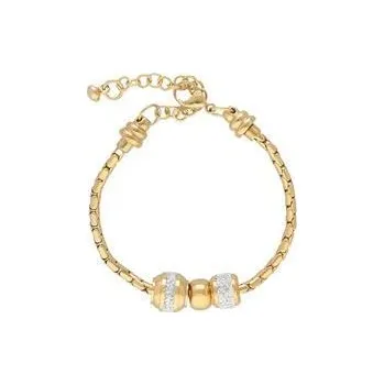 Náramek Doria Náramek z oceli zlatý s korálky s krystaly N130