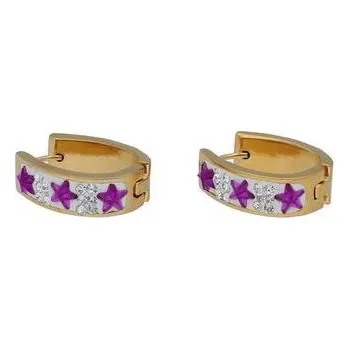 Náušnice Doria Náušnice kruhy zlaté oválné s hvězdičkami C164