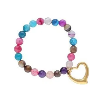 Náramek Doria Náramek z barevných korálků se zlatým srdcem B410