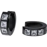 Doria Náušnice kruhy černé z oceli s krystaly C256