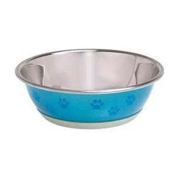 Miska pro psa Flamingo Miska nerez Pes SELECTA modrá s tlapkami 13cm 350ml