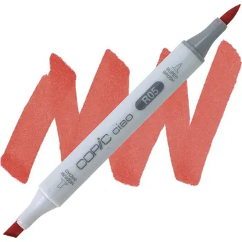 Lihová fixa COPIC Ciao oboustranná Brush & Chisel, R05 Salmon red