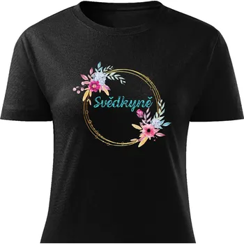 Dámské tričko Dámské tričko Svědkyně - věneček růžovomodrý Barva: Černá, Velikost: XXL