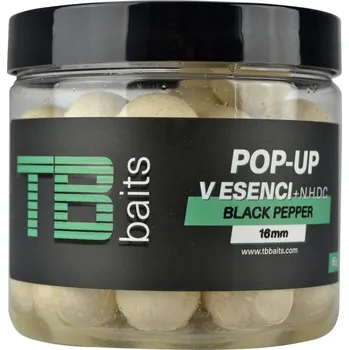 Nástraha TB Baits Boilie Pop-Up White Black Pepper + NHDC 16mm
