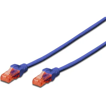 Datový kabel Digitus DK-1617-050/B-BU RJ45 síťové kabely, propojovací kabely CAT 6 U/UTP 5.00 m modrá samozhášecí, bez halogenů, nestíněný 1 ks