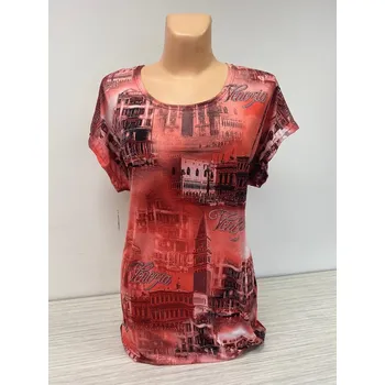 Dámská tunika dámské halenky, Barva Červená, Velikost XXL 48, Rukáv Krátký rukáv