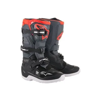 Moto obuv Dětské Mx Boty Alpinestars Tech 7S Black/Dark Gray/Red Fluorescent, Velikost 38 / US 5