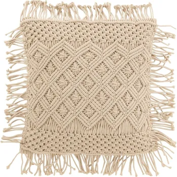 Dekorativní polštářek Béžový polštář s drhaným vzorem Macramé Cosy - 50*12*50 cm