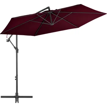 Slunečník vidaXL Marketos Boční zahradní slunečník s hliníkovou tyčí bordó 300 cm