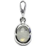 Zlatý přívěsek, bílé zlato, přírodní měsíční kámen - P 1374 (měsíční kámen 8x6 mm)