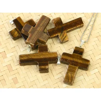 Přívěsek Tygří oko přívěsek křížek bižuterní úchyt