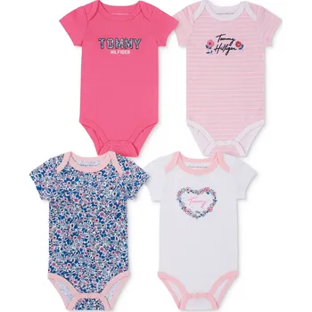 Kojenecká souprava Tommy Hilfiger bodýčka pro holčičku, miminko Pam, 4 ks růžová 6 - 9 m