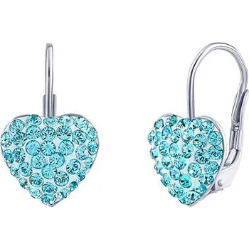 Náušnice SILVEGO stříbrné náušnice srdce světle modré se Swarovski® Crystals SILVEGOB36011SWA
