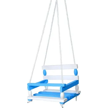 Dětská houpačka Dětská dřevěná houpačka se zábranou, Tyrkysová