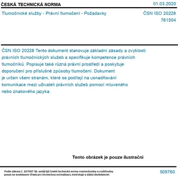 ČSN ISO 20228 - Tlumočnické služby - Právní tlumočení - Požadavky - Tisk