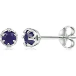 Stříbrné náušnice pecky s pravým přírodním Safírem 4 mm JJJ1032SA