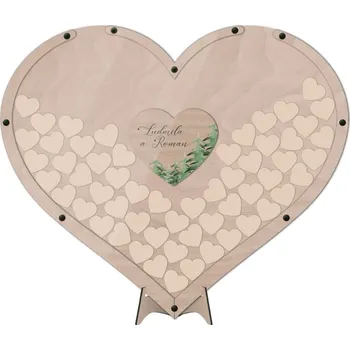 Svatební dekorace Dřevěné srdce na vhazování FORY