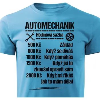 Pánské tričko Pánské tričko Tričko Automechanik - sazba Barva: Tyrkysová, Velikost: S