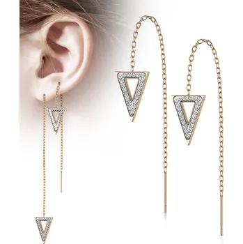 Náušnice Steel Edge Dlouhé náušnice z chirurgické oceli 4116 Barva: Rose gold